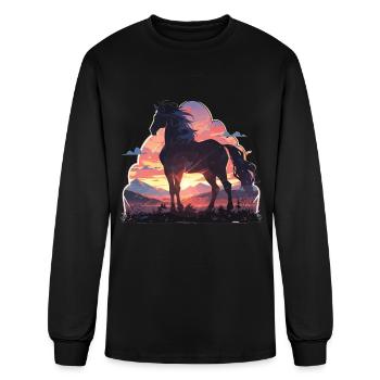 Horse Horses Ross Gaul Riding Horse Head Rider - Men's Long Sleeve T-Shirt - black - Front