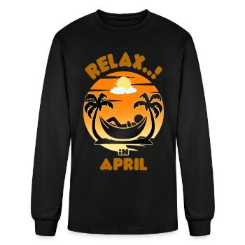 relax in APRIL - Men's Long Sleeve T-Shirt - black - Front