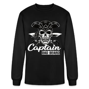Captain Dad Beard Captain Boot Sailing Sailing - Men's Long Sleeve T-Shirt - black - Front