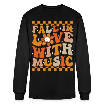 Fall In Love With Music Groovy Music Lover - Men's Long Sleeve T-Shirt - black - Front