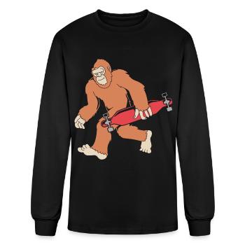 Bigfoot Skateboarding Longboard - Men's Long Sleeve T-Shirt - black - Front