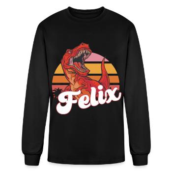 FELIX - Lovely boy name with T-REX dino - Men's Long Sleeve T-Shirt - black - Front