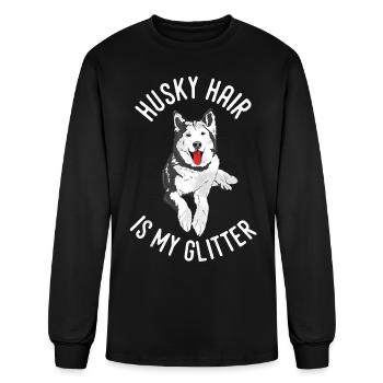 Husky Hair is my Glitter Pet Dog Hair Cute Siberia - Men's Long Sleeve T-Shirt - black - Front