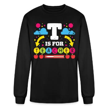 Teachers t is for teacher school class teach - Men's Long Sleeve T-Shirt - black - Front