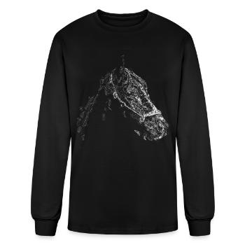 Horse Head Lines Art - Men's Long Sleeve T-Shirt - black - Front