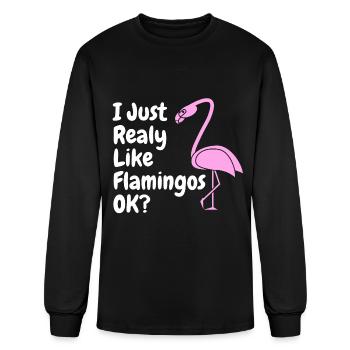 Flamingo Pink Slogan Oiseau d’eau Amant Cadeau - T-shirt à manches longues Homme - noir - Devant