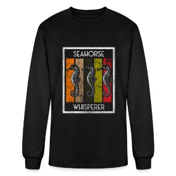 Sea Horse Swimming Sea Creatures Ocean - Men's Long Sleeve T-Shirt - black - Front
