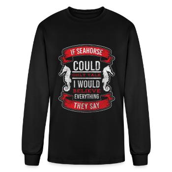 Sea Horse Marine Life Sea Creatures Lake - Men's Long Sleeve T-Shirt - black - Front