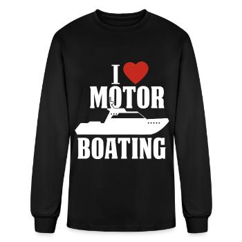 Motor Boating Shirt I Love Motor Boating Funny - Men's Long Sleeve T-Shirt - black - Front