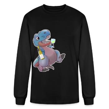 Wine Dinosaur Vinosaurus Rex red white wine - Men's Long Sleeve T-Shirt - black - Front