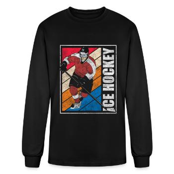 Hockey Ice Hockey Mask Training Team - Men's Long Sleeve T-Shirt - black - Front