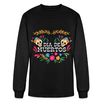 Holiday All Souls' Day Muertos Flowers - Men's Long Sleeve T-Shirt - black - Front