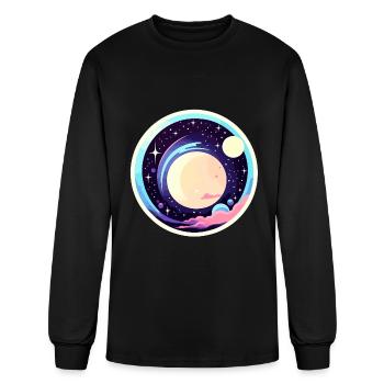 Moon Landscape Illustration - Men's Long Sleeve T-Shirt - black - Front