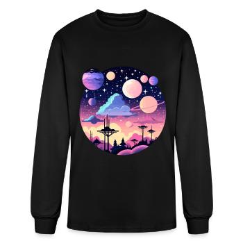 Moon Landscape Illustration - Men's Long Sleeve T-Shirt - black - Front