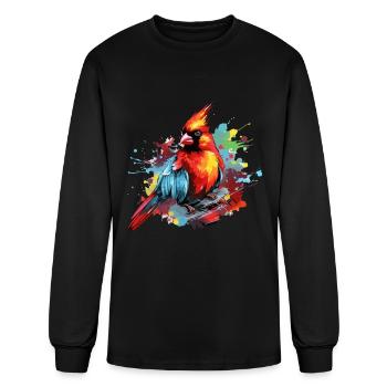 Colorful cardinal bird color splash - Men's Long Sleeve T-Shirt - black - Front