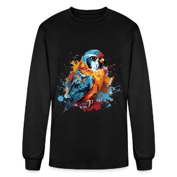 colorful american kestrel color splash - Men's Long Sleeve T-Shirt - black - Front