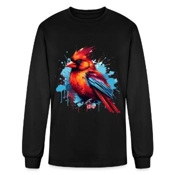 Colorful cardinal bird color splash - Men's Long Sleeve T-Shirt - black - Front