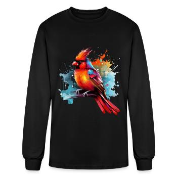 Colorful cardinal bird color splash - Men's Long Sleeve T-Shirt - black - Front