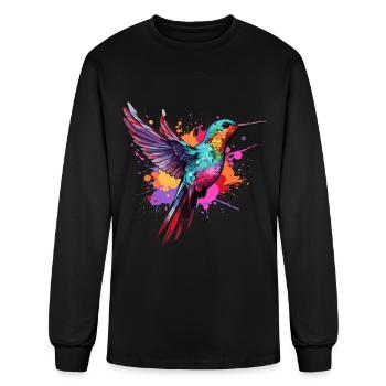 Colorful Hummingbird color splash - Men's Long Sleeve T-Shirt - black - Front