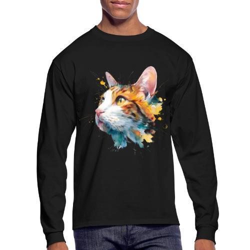 Cat: Feline Ink Burst - Men's Long Sleeve T-Shirt