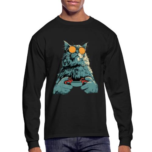 Cat: Fluff Mode On - Men's Long Sleeve T-Shirt