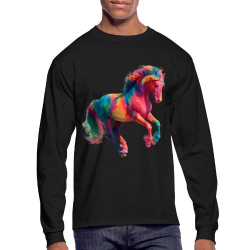 Colorful Paint Splatter Horse Art - Men's Long Sleeve T-Shirt