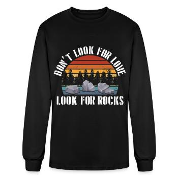 Collecting Stones | Stone Collector Geologist Gift - Men's Long Sleeve T-Shirt - black - Front