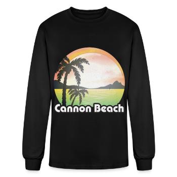 Vintage Cannon Beach Oregon Retro Travel - Men's Long Sleeve T-Shirt - black - Front