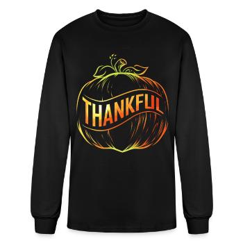 Pumpkin With Bandage Ribbon Thankful Thanksgiving - Men's Long Sleeve T-Shirt - black - Front