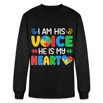 Mama Autistic Mom Autistic Dad Papa Autism - Men's Long Sleeve T-Shirt - black - Front
