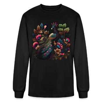 Peacock in The Garden - Men's Long Sleeve T-Shirt - black - Front