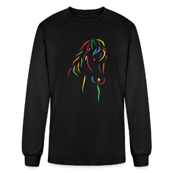 Horse head colorful - Men's Long Sleeve T-Shirt - black - Front
