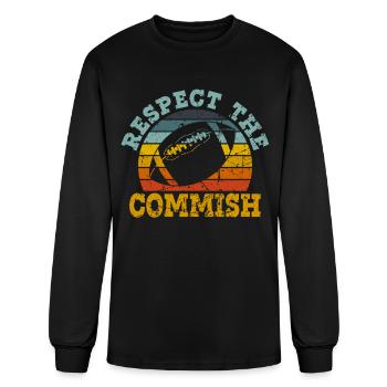 Respect the Commish Fantasy Football Commissioner - Men's Long Sleeve T-Shirt - black - Front