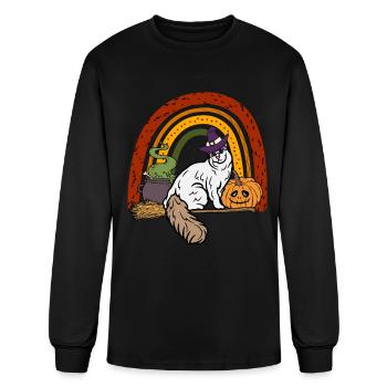 Mignon chat turc Van Halloween - T-shirt à manches longues Homme - noir - Devant
