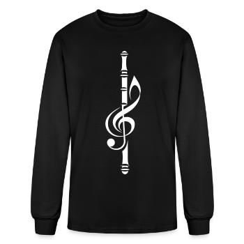 Flute Music One Line Drawing - Men's Long Sleeve T-Shirt - black - Front
