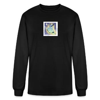 Cute Ghost Bat Under Moon Scene - Men's Long Sleeve T-Shirt - black - Front