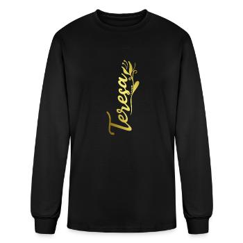 Teresa Name Faux Gold Tulip Flourish - Men's Long Sleeve T-Shirt - black - Front