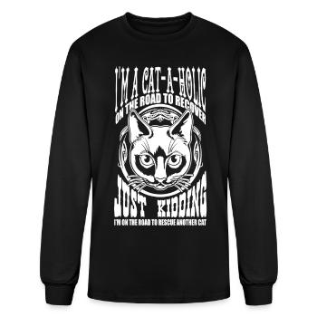 I'm A Cat A Holic Crazy Cat Lady - Men's Long Sleeve T-Shirt - black - Front