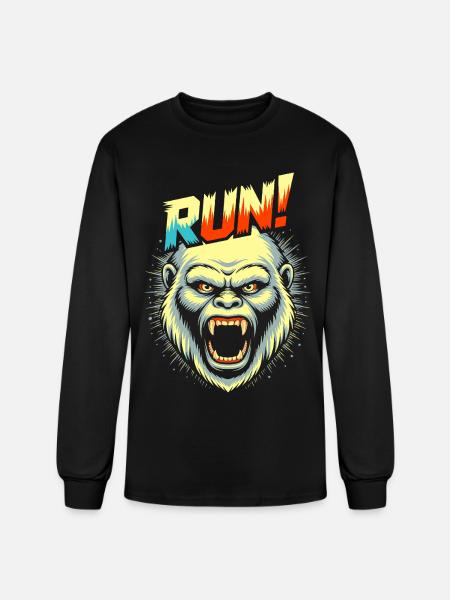 RUN! – Screaming Yeti Face - Men's Long Sleeve T-Shirt - black