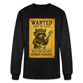 Raccoon Rockstar Wanted Poster - Men's Long Sleeve T-Shirt - black - Front