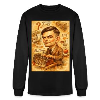 Alan Turing Caricature - Men's Long Sleeve T-Shirt - black - Front