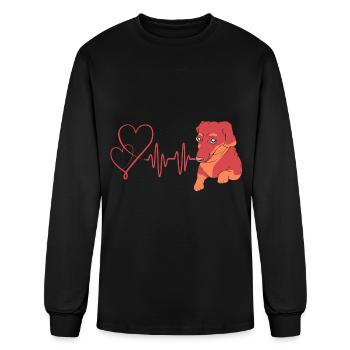 Wiener Dog Dachshund Heartbeat - Men's Long Sleeve T-Shirt - black - Front