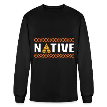 Native American - Men's Long Sleeve T-Shirt - black - Front