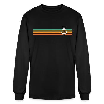 rétro capitaine marin voilier ancre yachting - T-shirt à manches longues Homme - noir - Devant