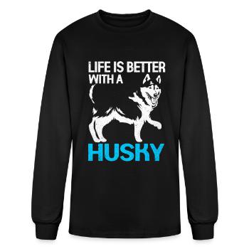 Husky - Men's Long Sleeve T-Shirt - black - Front