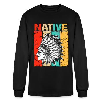 Native American - Men's Long Sleeve T-Shirt - black - Front