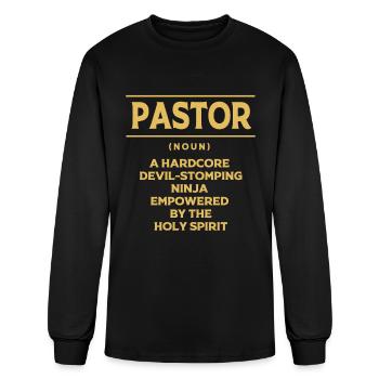 Funny Pastor Ninja Pastor Definition - Men's Long Sleeve T-Shirt - black - Front