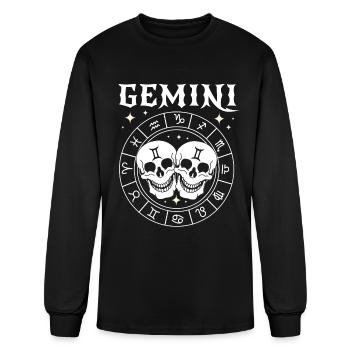 Gemini Skull - Men's Long Sleeve T-Shirt - black - Front