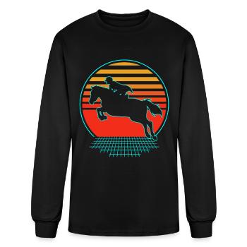 Retro 80s Horseback Riding Dressage - Men's Long Sleeve T-Shirt - black - Front