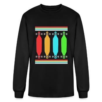 Retro Skateboard Skater Longboard - Men's Long Sleeve T-Shirt - black - Front